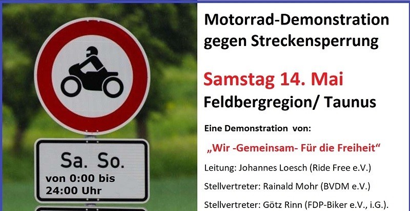 MOTORRAD-DEMONSTRATION AM 14. MAI  Feldbergregion/ Taunus
